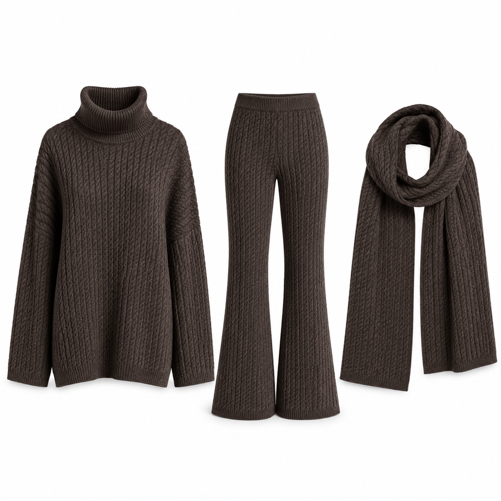 LUXE CABLE KNIT SET 3 teiler