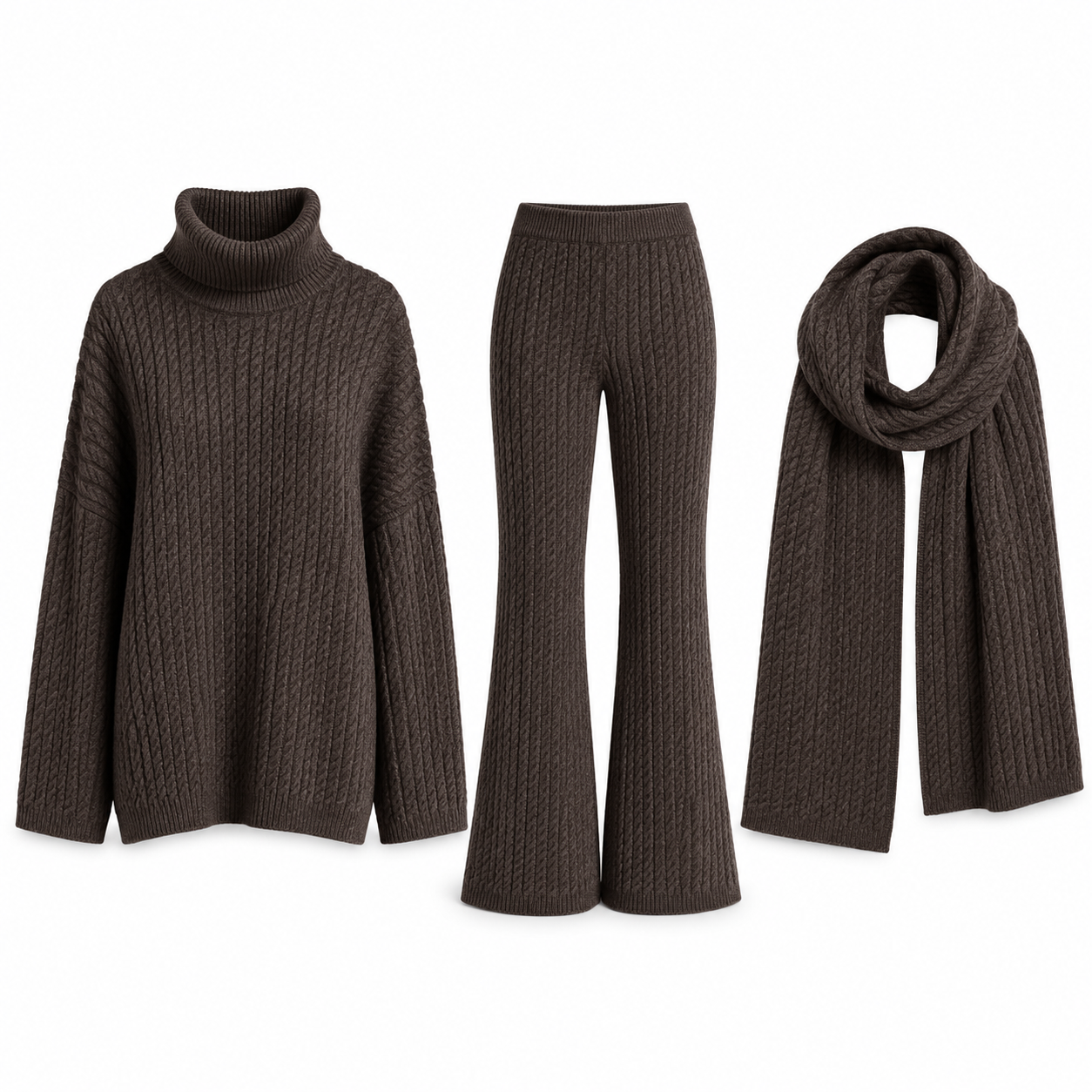 LUXE CABLE KNIT SET 3 teiler